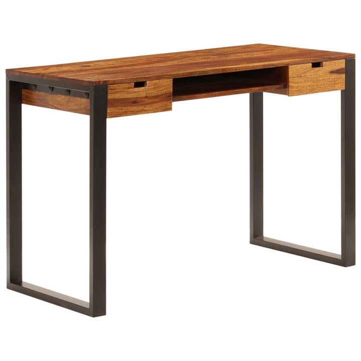 Schreibtisch 110 X 55 X 78 Cm Massivholz Und Stahl