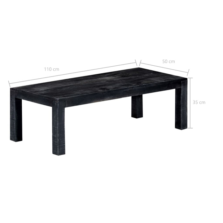 Couchtisch Schwarz 110X50X35 Cm Massives Mangoholz