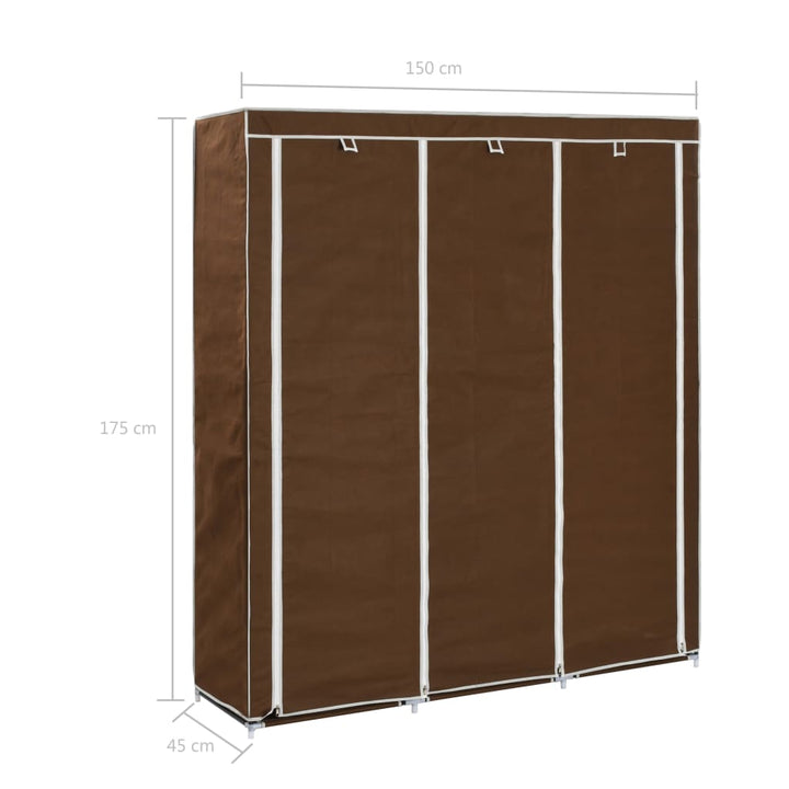 Kleiderschrank Mit Fächern Und Stangen 150X45X175Cm Stoff