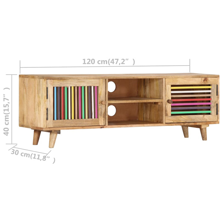 Tv-Schrank 120X30X40 Cm Massivholz Mango Weiß