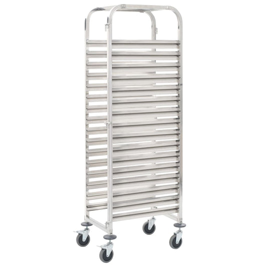 Tablettwagen Für 16 Tabletts 38X55X163 Cm Edelstahl Weiß