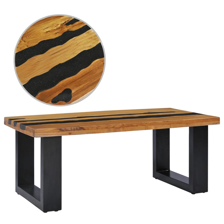 Couchtisch 100 X 50 X 40 Cm Massivholz Teak Und Polyresin