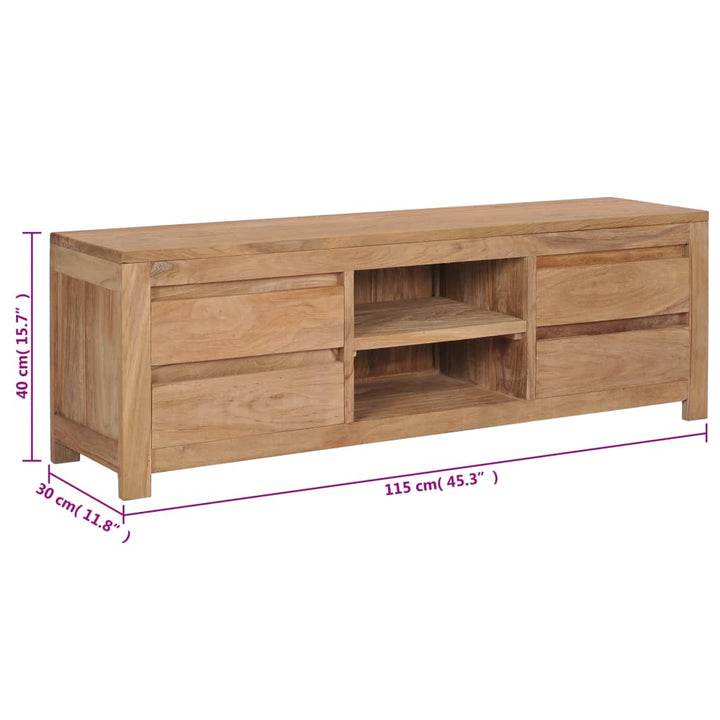 Tv-Schrank 115X30X40 Cm Massivholz Teak Schwarz Und Transparent