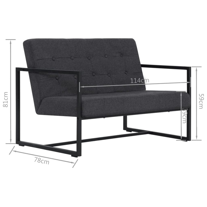 2-Sitzer-Sofa Mit Armlehnen Stahl Und Stoff