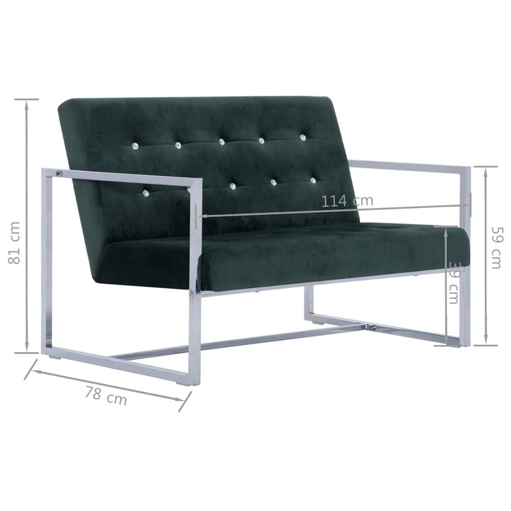 2-Sitzer-Sofa Mit Armlehnen Chrom Und Samt