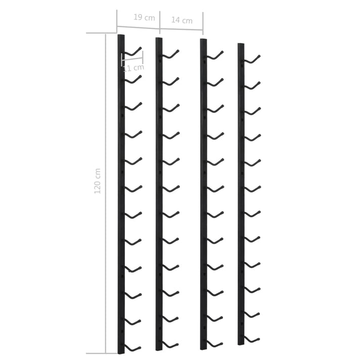 Wand-Weinregale Für 12 Flaschen 2 Stk. Eisen Schwarz