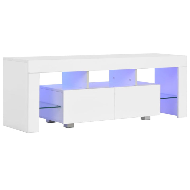 Tv-Schrank Mit Led-Leuchten Hochglanz- 130X35X45 Cm