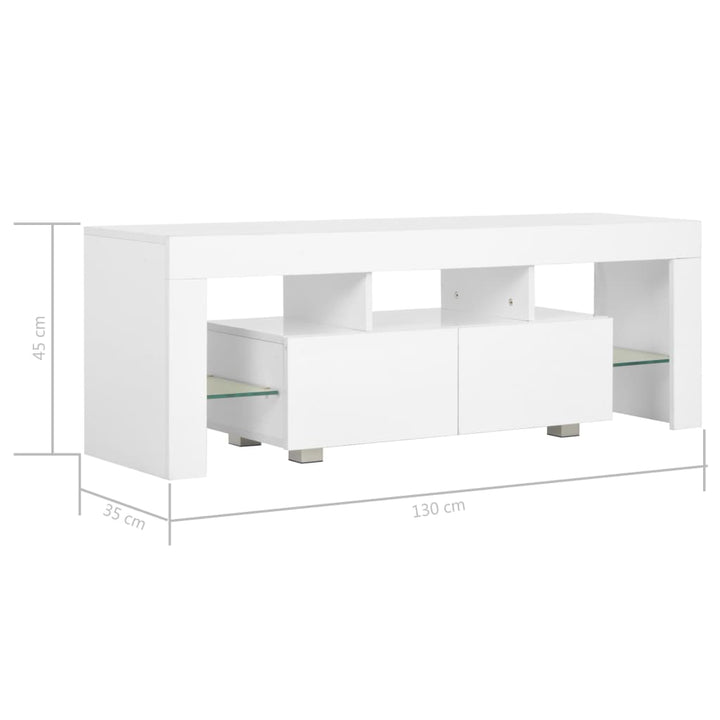 Tv-Schrank Mit Led-Leuchten Hochglanz- 130X35X45 Cm