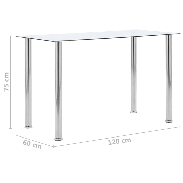 Esstisch Transparent 120 X 60 X 75 Cm Hartglas