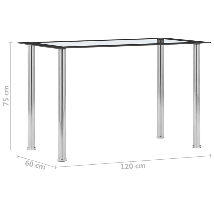 Esstisch Schwarz Und Transparent 120 X 60 X 75 Cm Hartglas