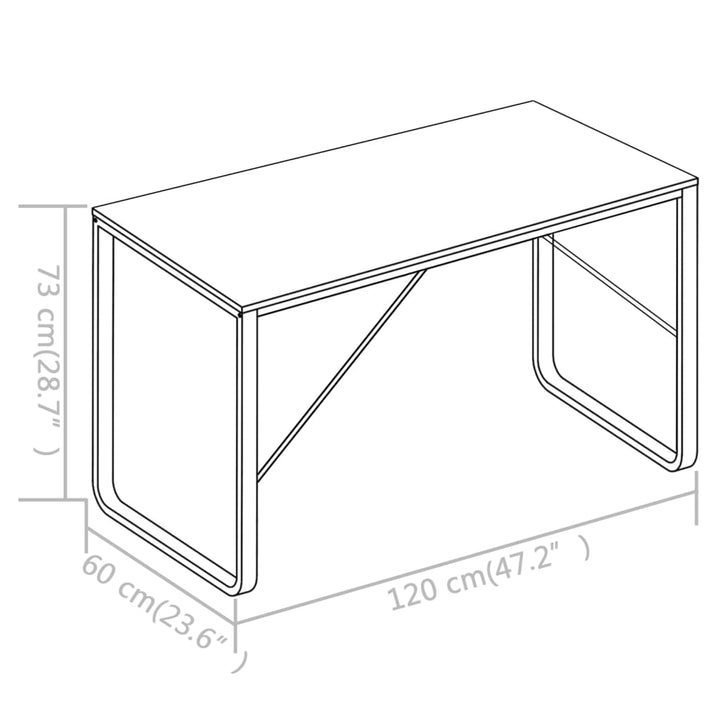 Computertisch Schwarz Und Eiche 120X60X73 Cm