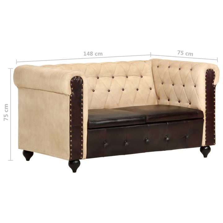 Chesterfield-Sofa 2-Sitzer Echtleder