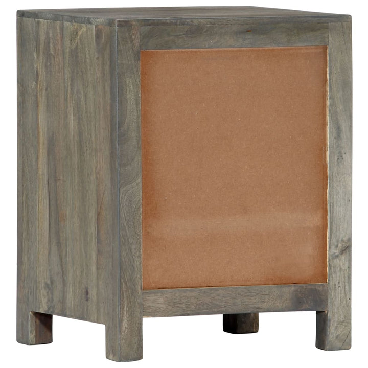 Nachttisch Grau 40X30X50 Cm Massivholz Mango Weiß