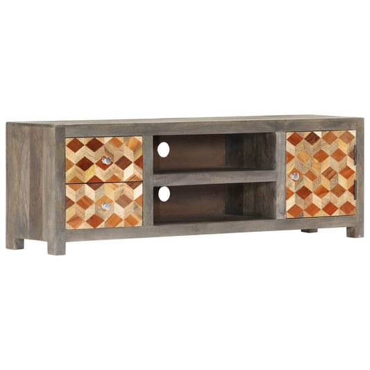 Tv-Schrank Grau 120X30X40 Cm Massivholz Mango