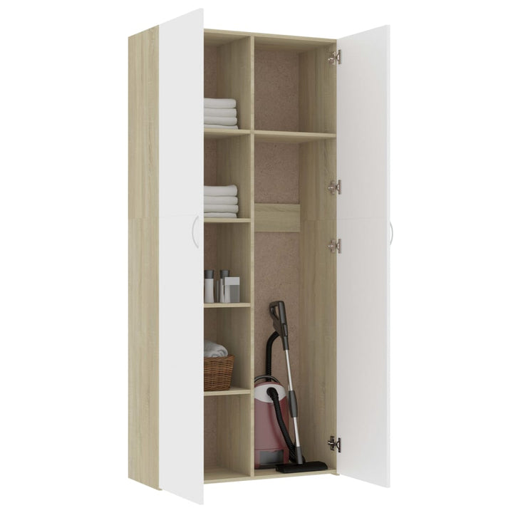 Lagerschrank Weiß Sonoma-Eiche 80X35,5X180 Cm Holzwerkstoff