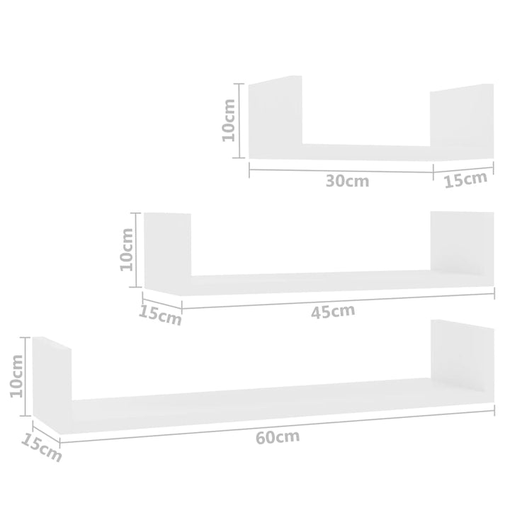 Wandregal 3 Stk. Holzwerkstoff Weiß