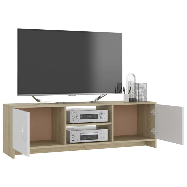 Tv-Schrank Weiß Sonoma-Eiche 120X30X37,5 Cm Holzwerkstoff