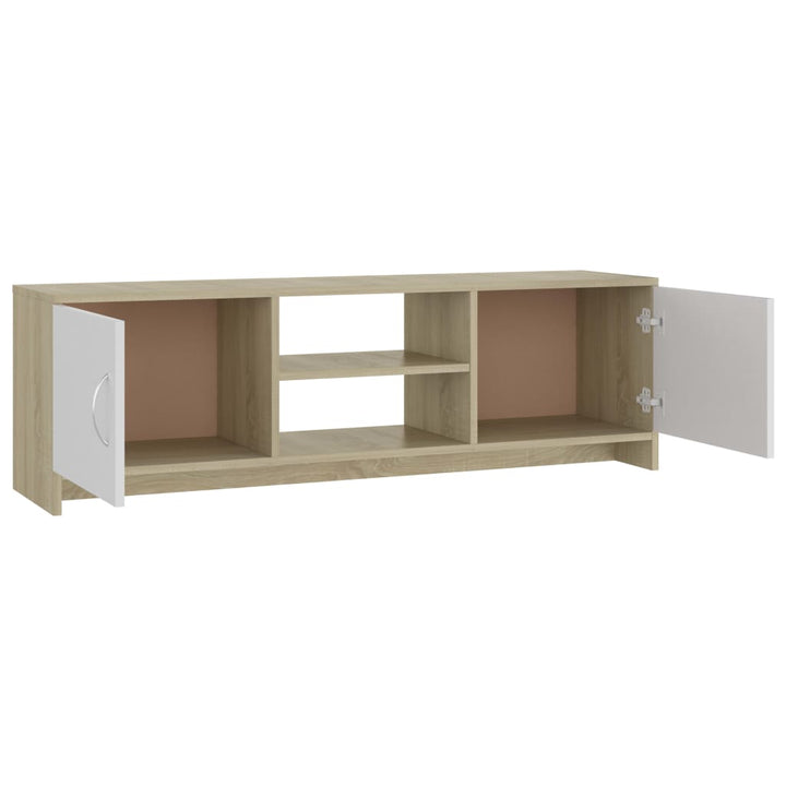 Tv-Schrank Weiß Sonoma-Eiche 120X30X37,5 Cm Holzwerkstoff