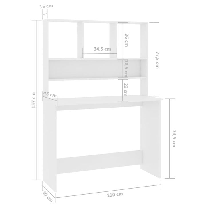 Schreibtisch Mit Regalen 110X45X157 Cm Holzwerkstoff