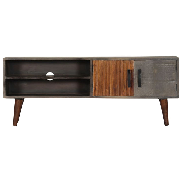 Tv-Schrank Grau 130X30X46 Cm Raues Mango-Massivholz