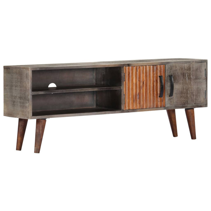 Tv-Schrank Grau 130X30X46 Cm Raues Mango-Massivholz