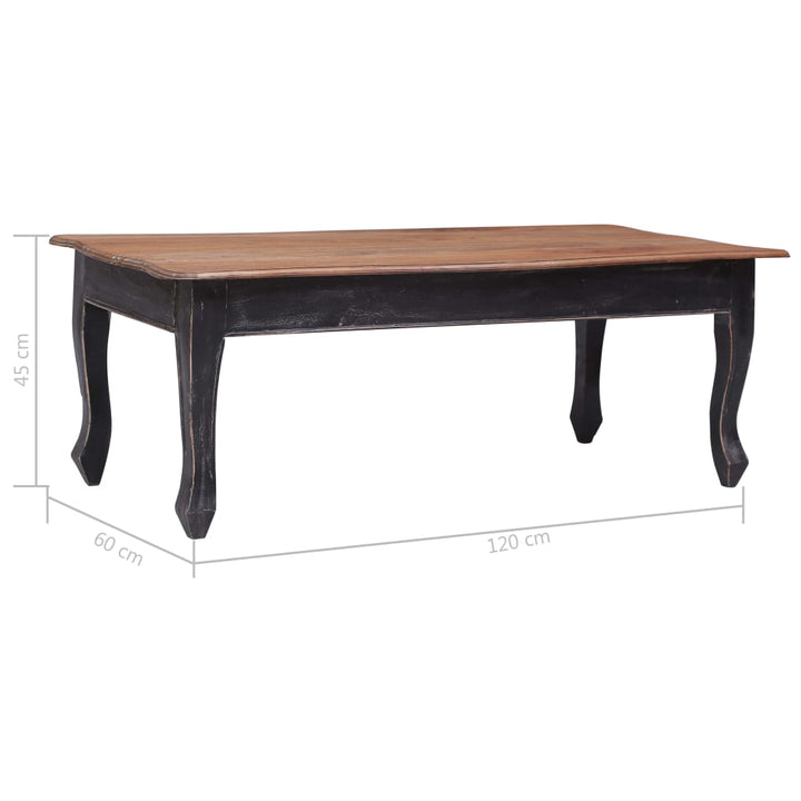 Couchtisch Schwarz 120 X 60 X 45 Cm Massivholz Mahagoni