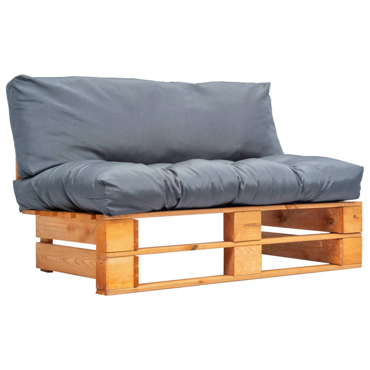 Outdoor-Sofa Paletten Mit Kissen In Sandfarben Kiefernholz