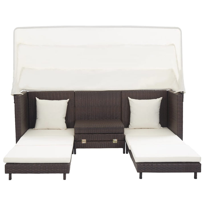 Ausziehbares 3-Sitzer-Schlafsofa Mit Dach Poly Rattan