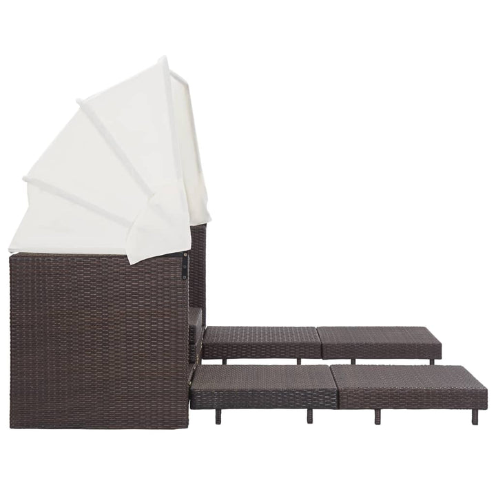 Ausziehbares 3-Sitzer-Schlafsofa Mit Dach Poly Rattan