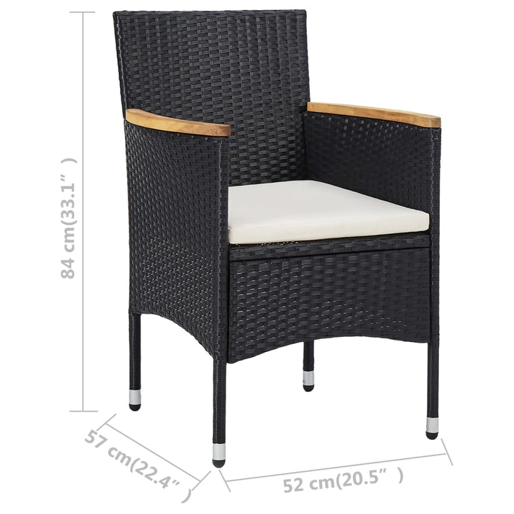 Garten-Essstühle 2 Stk. Poly Rattan Schwarz