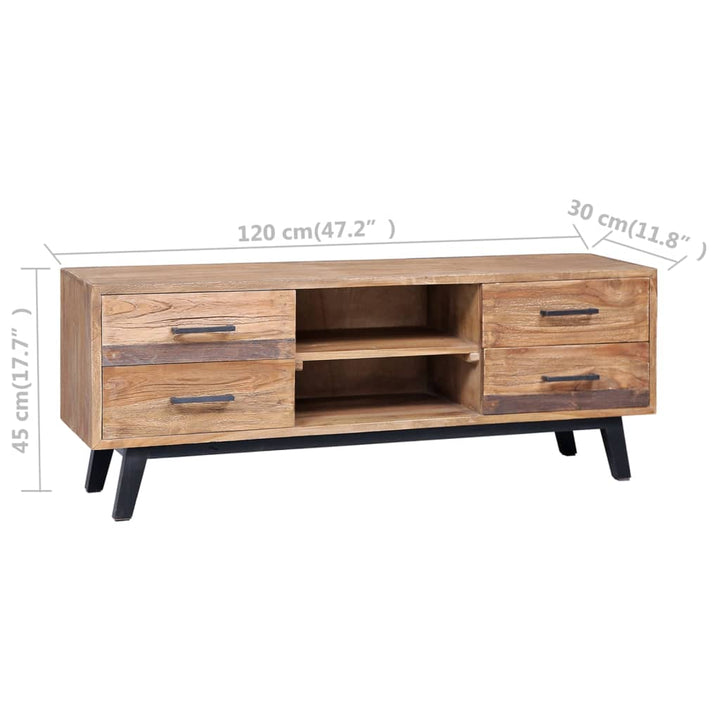 Tv-Schrank 120 X 30 X 45 Cm Massivholz Teak