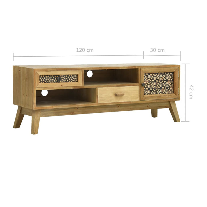 Tv-Schrank Mit Mustern Braun 120X30X42 Cm Holz