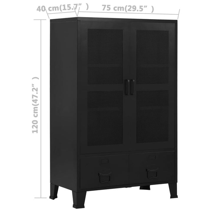 Büroschrank Mit Maschengittertüren Industriell 75×40×120 Cm Stahl