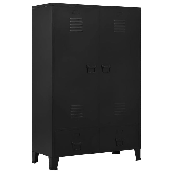 Kleiderschrank Industrial Schwarz 90X40X140 Cm Stahl Grün