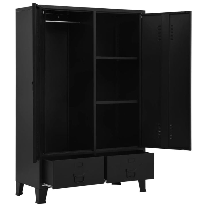 Kleiderschrank Industrial Schwarz 90X40X140 Cm Stahl Grün