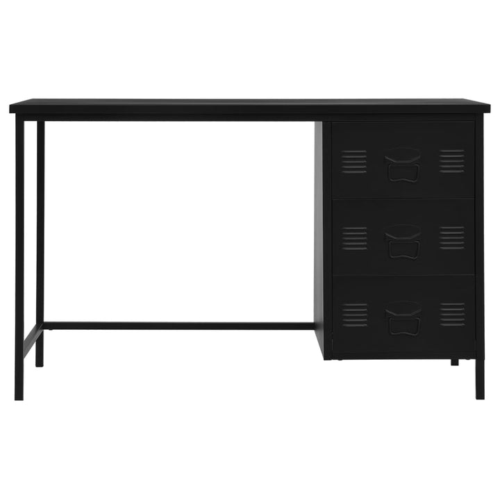 Schreibtisch Schubladen Industriell Schwarz 120X55X75Cm Stahl