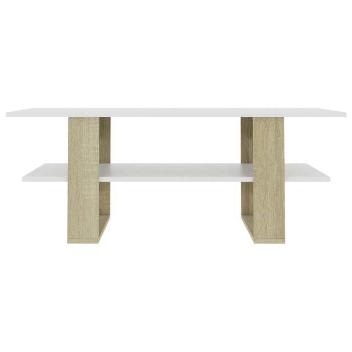 Couchtisch Weiß Sonoma-Eiche 110×55×42 Cm Holzwerkstoff