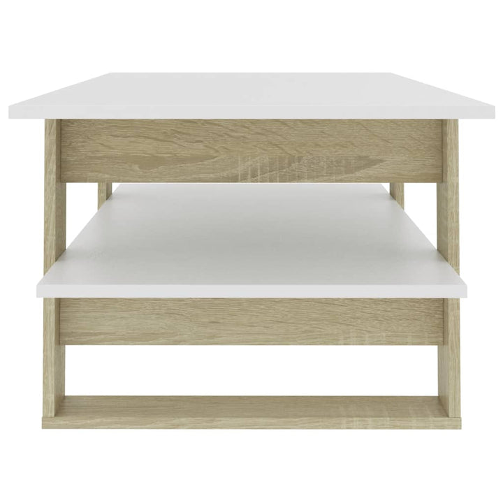 Couchtisch Weiß Sonoma-Eiche 110×55×42 Cm Holzwerkstoff