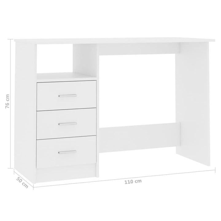 Schreibtisch Mit Schubladen 110X50X76 Cm Holzwerkstoff