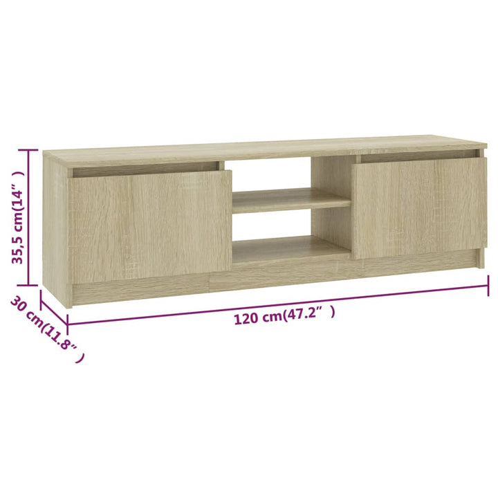 Tv-Schrank Sonoma-Eiche 120×30×35,5 Cm Holzwerkstoff