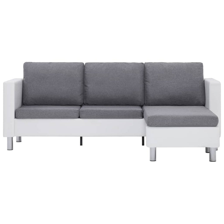 3-Sitzer-Sofa Mit Kissen Weiß Kunstleder