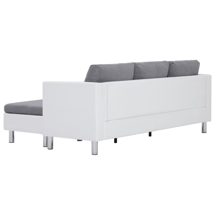 3-Sitzer-Sofa Mit Kissen Weiß Kunstleder