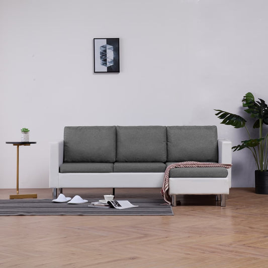 3-Sitzer-Sofa Mit Kissen Weiß Kunstleder