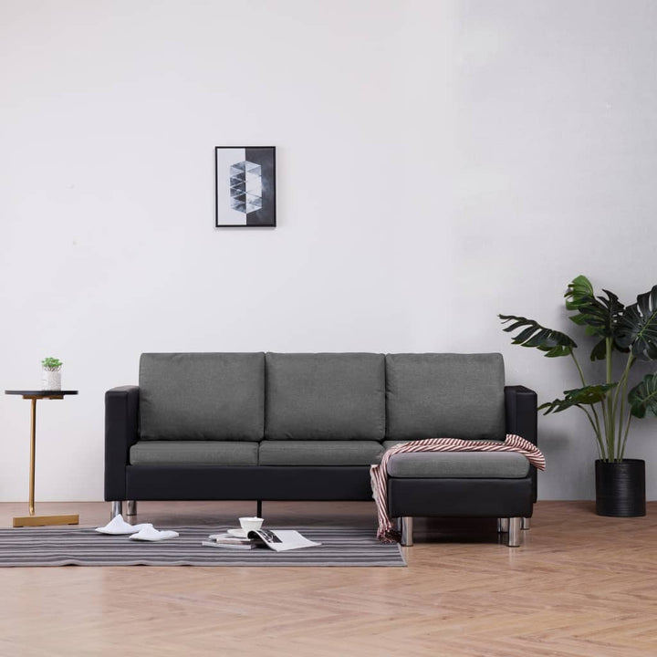 3-Sitzer-Sofa Mit Kissen Weiß Kunstleder