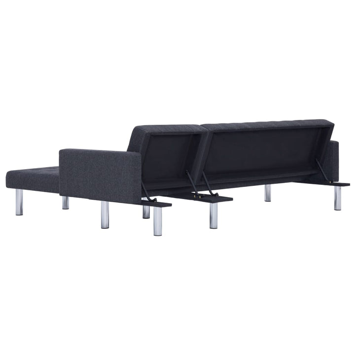 Schlafsofa In L-Form Dunkel Polyester