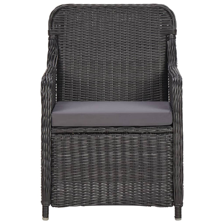 3-Tlg. Garten-Bistro-Set Mit Auflagen Poly Rattan Schwarz