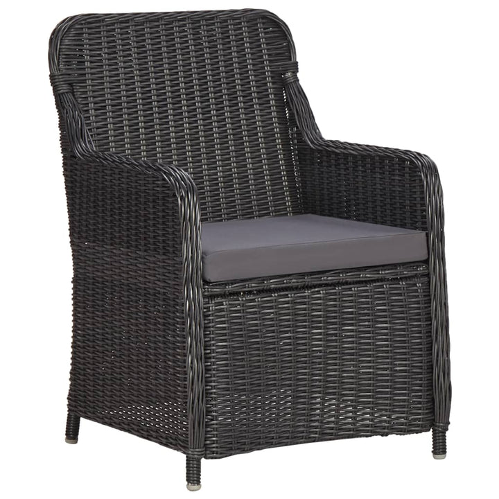 3-Tlg. Garten-Bistro-Set Mit Auflagen Poly Rattan Schwarz