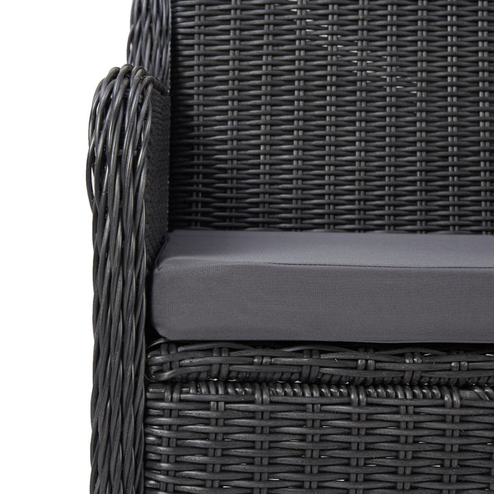 3-Tlg. Garten-Bistro-Set Mit Auflagen Poly Rattan Schwarz