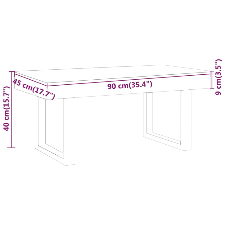 Couchtisch Und Schwarz 90X45X40 Cm Mdf Und Eisen