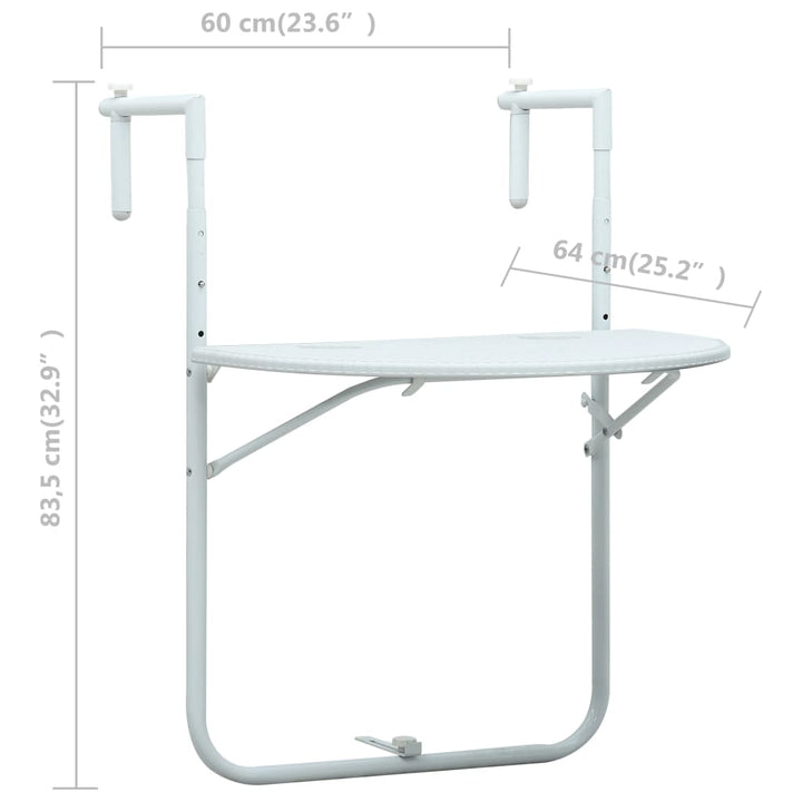 Balkon-Hängetisch 60X64X83,5 Cm Kunststoff Rattan-Optik